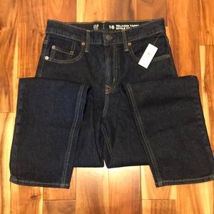 NWT Size16 Teen Boys Gap Jeans 👖 Relaxed Taper Fit 👖 Dark Wash